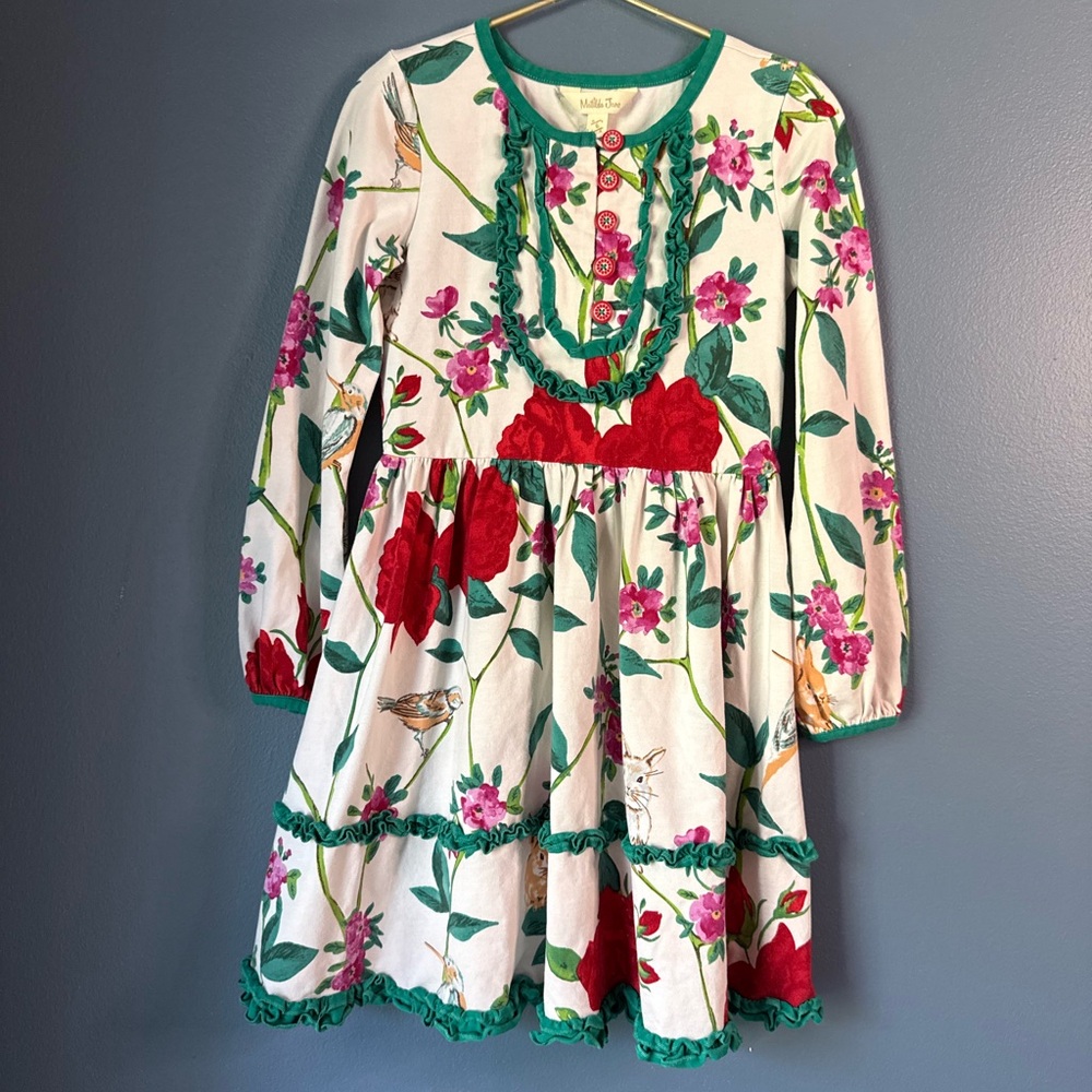Matilda Jane Floral Long Sleeve Dress with‎ Green Accents